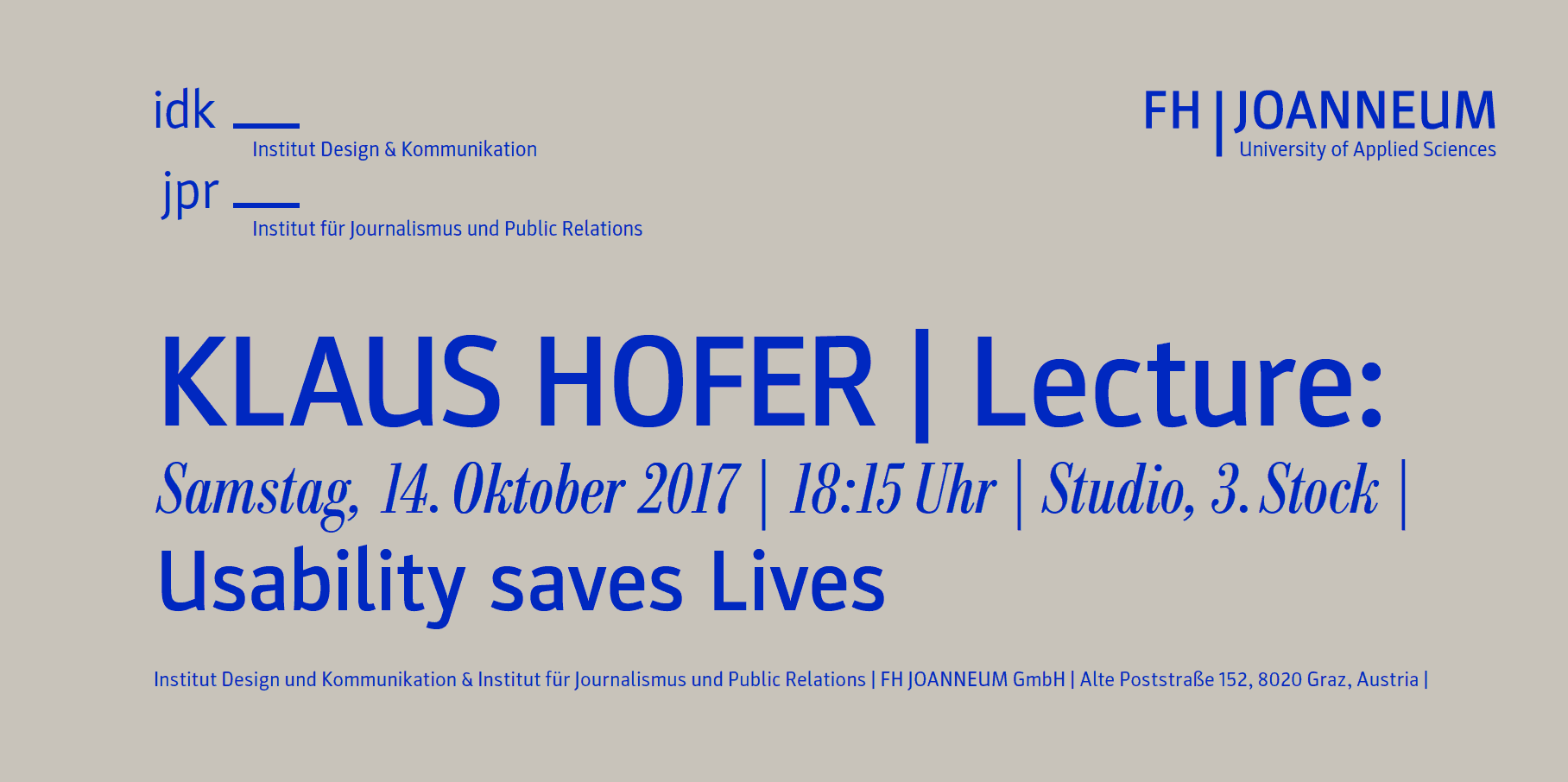 Einladung zur Lecture von Klaus Hofer