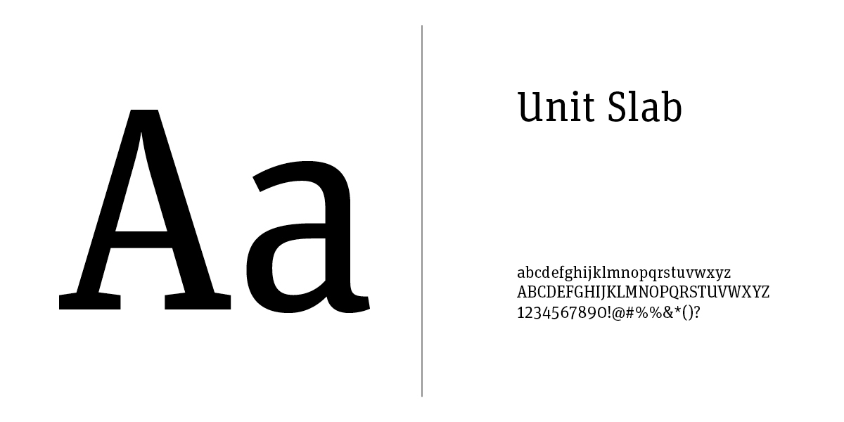 Buchstaben und Zeichen in der Schriftart FF Unit Slab